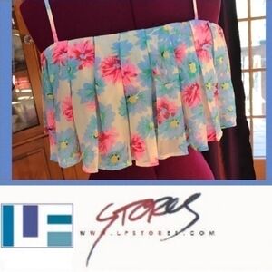 LF Foral Crop Top Naana Size Medium  Unique Pleated All Around Adjustable Straps